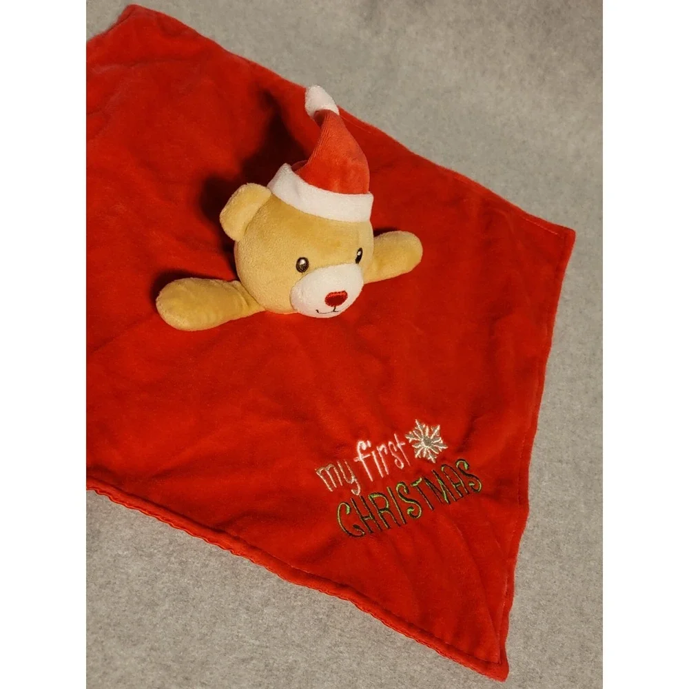 Baby Starters My First Christmas Lovey Bear Santa Red Security Blanket Rattle